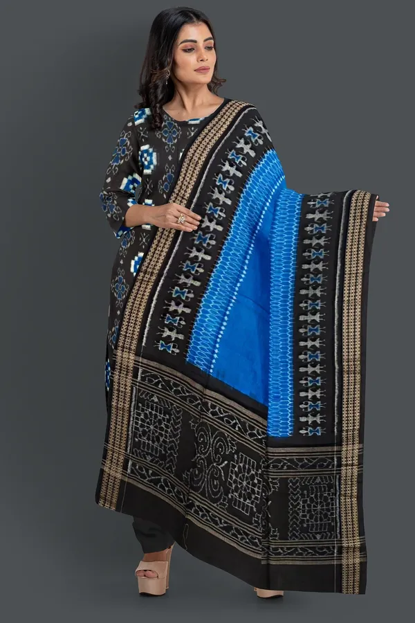 Black_Color_Top_With_Black_Color_Pant_&_Blue_Color_Dupatta