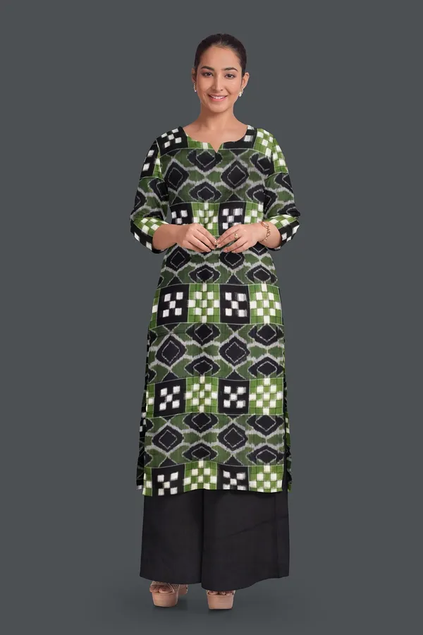 Black_Color_Top_With_Black_Color_Pant_&_Olive_Green_Color_Dupatta
