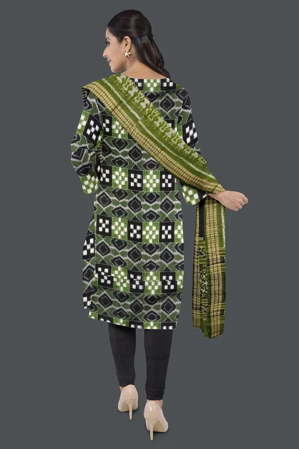 Black_Color_Top_With_Black_Color_Pant_&_Olive_Green_Color_Dupatta
