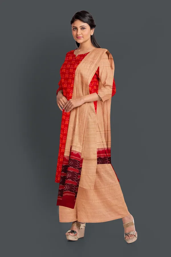 Red_Color_Top_With_Peach_Color_Pant_&_Dupatta