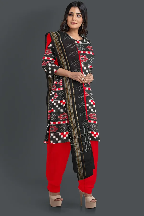 Black_Color_Top_With_Red_Color_Pant_&_Dupatta