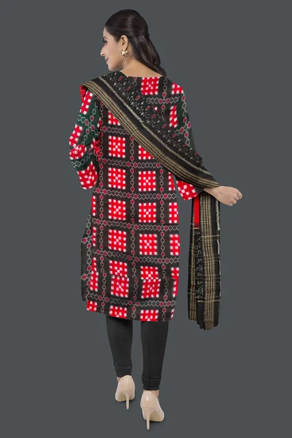 Black_Color_Top_With_Black_Color_Pant_&_Red_Color_Dupatta