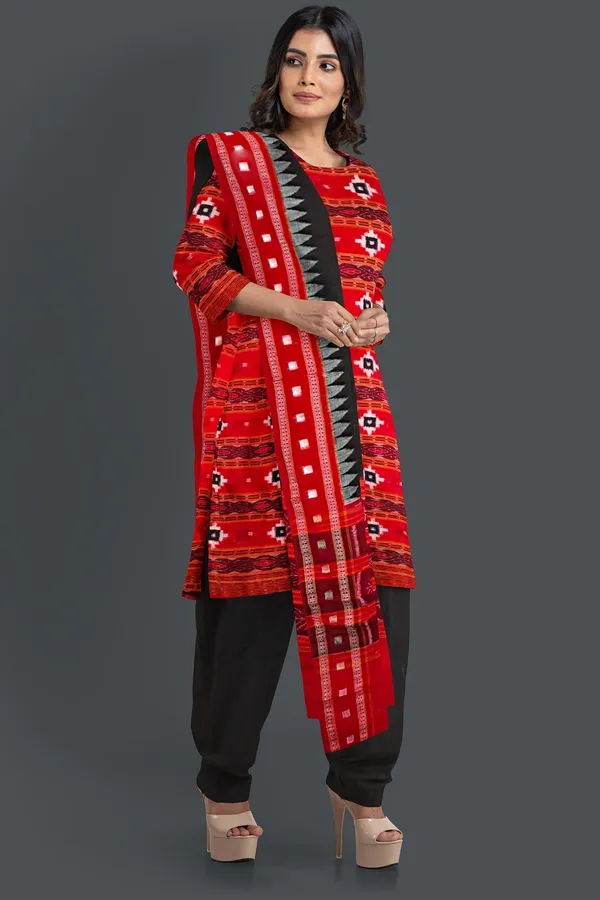 Red_Color_Top_With_Black_Color_Pant_&_Dupatta