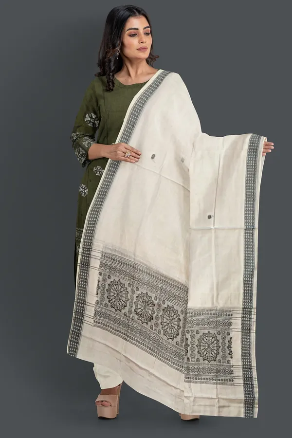 Dark_Olive_Green_Color_Top_With_White_Color_Pant_&_Dupatta