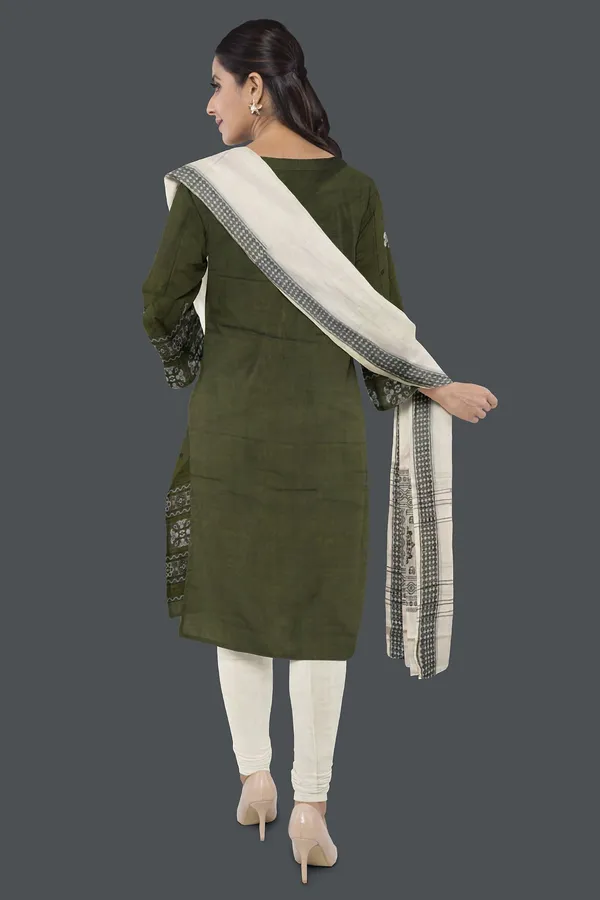 Dark_Olive_Green_Color_Top_With_White_Color_Pant_&_Dupatta