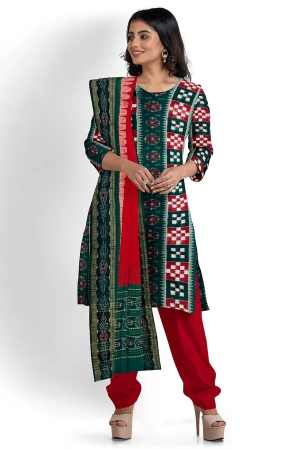 Green_Color_Top_With_Red_Color_Pant_&_Dupatta