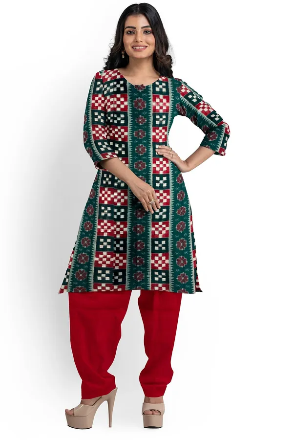 Green_Color_Top_With_Red_Color_Pant_&_Dupatta