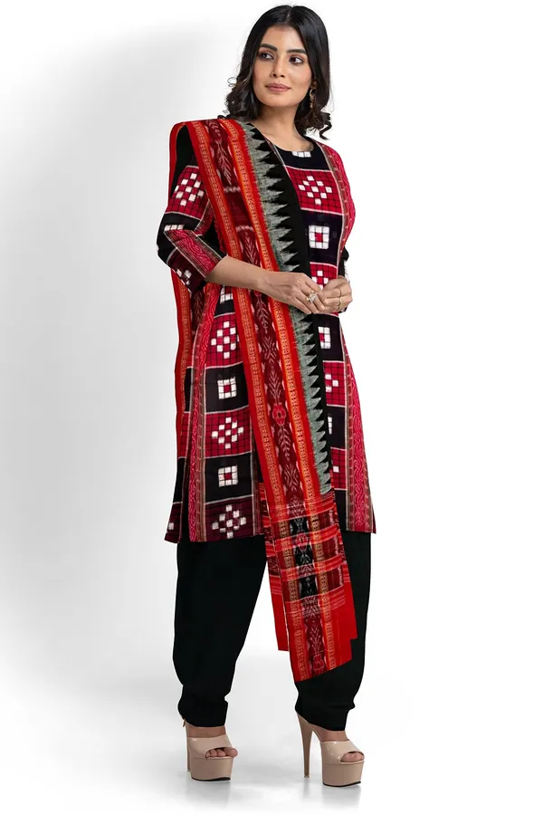 Black_&_Red_Color_Top_With_Black_Color_Pant_&_Dupatta