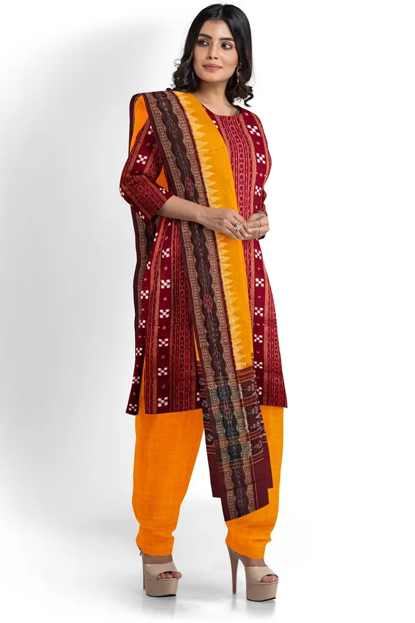Maroon_Color_Top_With_Yellow_Color_Pant_&_Dupatta