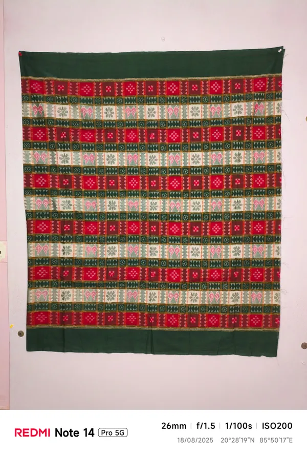 Olive_Green_Cotton_Bandha_Pasapalli_Shirt_Piece_For_Unisex