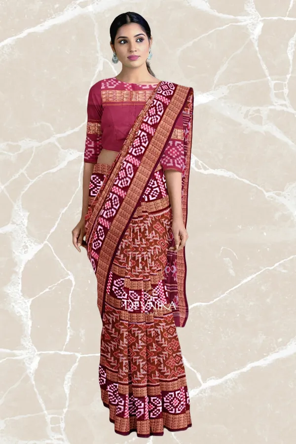 Bronze_Silk_Handloom_Bandha_Pasapalli_Saree_For_Women