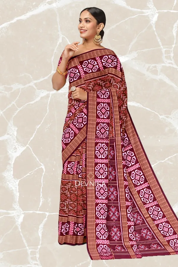 Bronze_Silk_Handloom_Bandha_Pasapalli_Saree_For_Women
