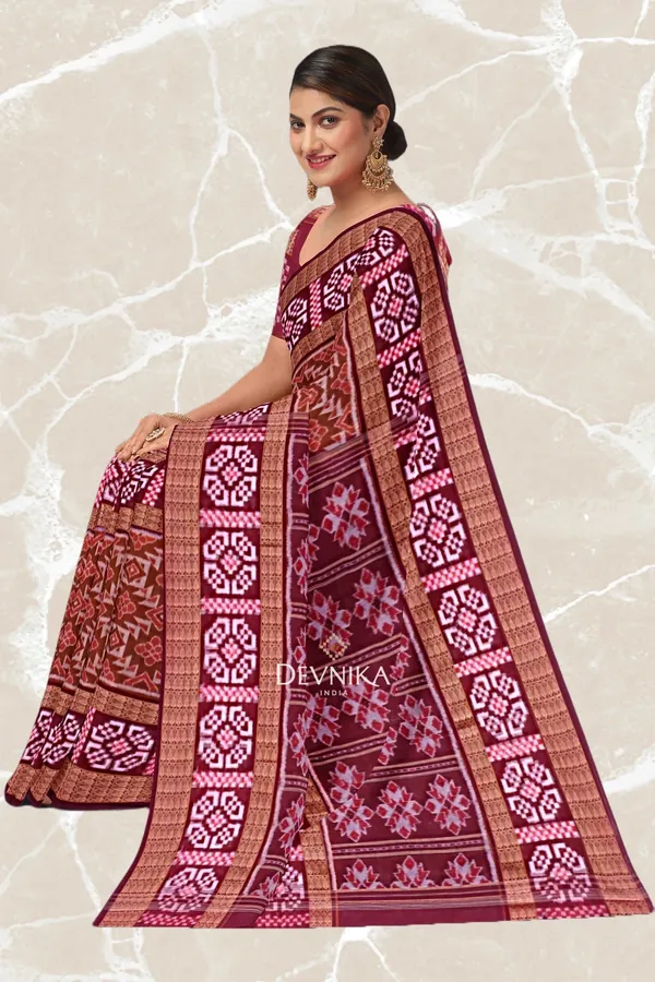 Bronze_Silk_Handloom_Bandha_Pasapalli_Saree_For_Women