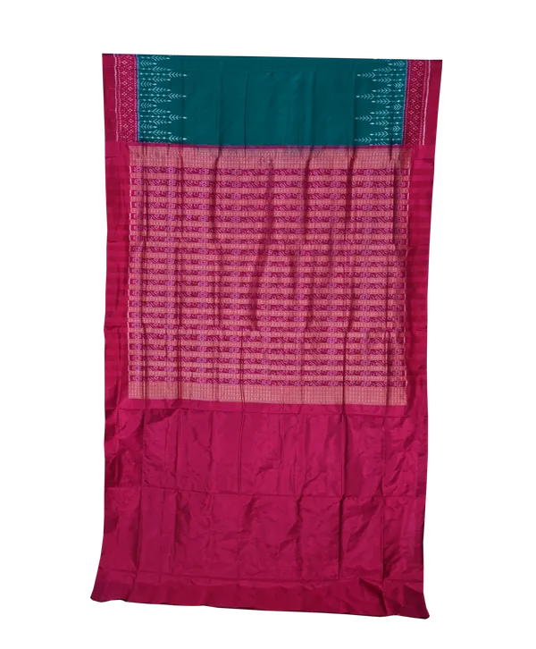 Teal_Green_Silk_Handloom_Bandha_Sambalpuri_Saree_For_Women