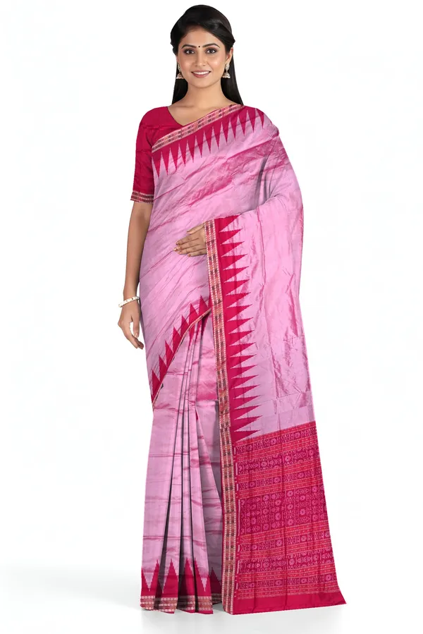 Rose_Pink_Silk_Handloom_Temple_Border_Sambalpuri_Saree_For_Women