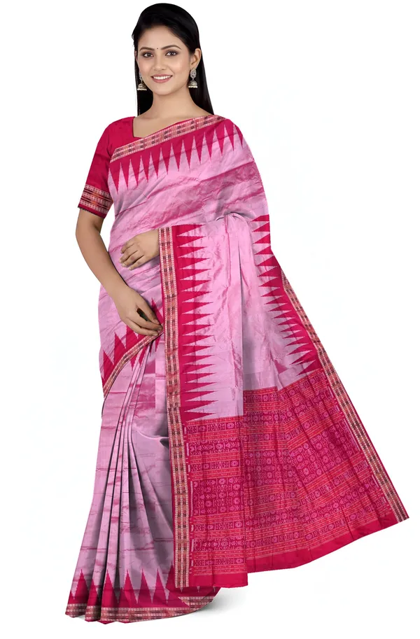 Rose_Pink_Silk_Handloom_Temple_Border_Sambalpuri_Saree_For_Women