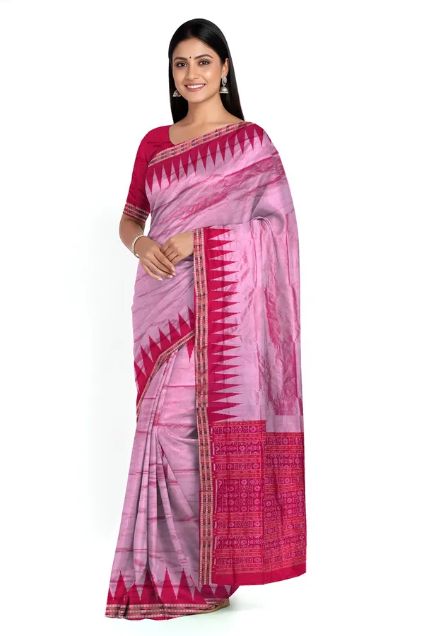 Rose_Pink_Silk_Handloom_Temple_Border_Sambalpuri_Saree_For_Women