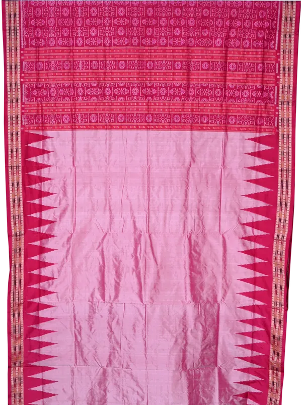 Rose_Pink_Silk_Handloom_Temple_Border_Sambalpuri_Saree_For_Women
