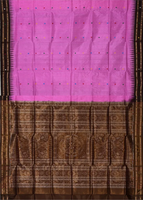 Baby_Pink_Silk_Handloom_Bomkai_Pata_Saree_For_Women