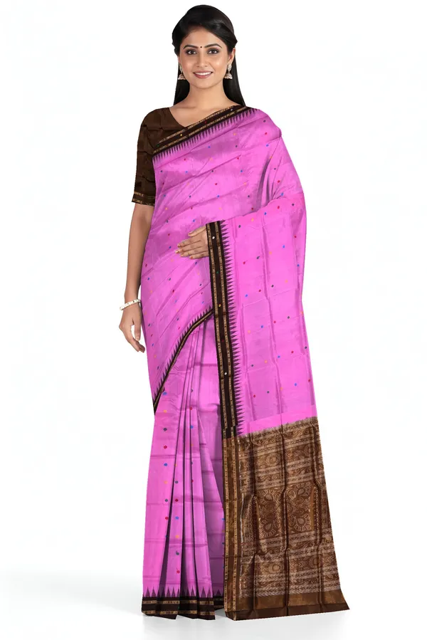 Baby_Pink_Silk_Handloom_Bomkai_Pata_Saree_For_Women