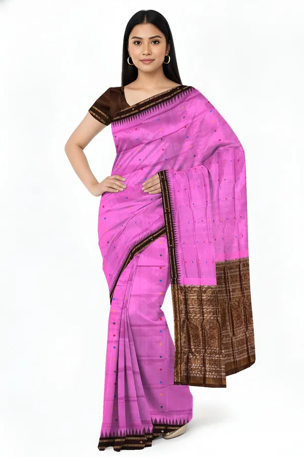 Baby_Pink_Silk_Handloom_Bomkai_Pata_Saree_For_Women