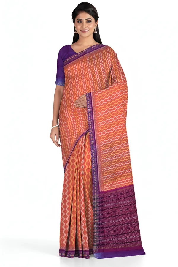 Deep_Rust_Cotton_Traditional_Body_Bandha_Handloom_Saree_For_Women