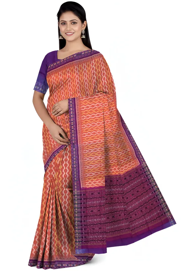 Deep_Rust_Cotton_Traditional_Body_Bandha_Handloom_Saree_For_Women