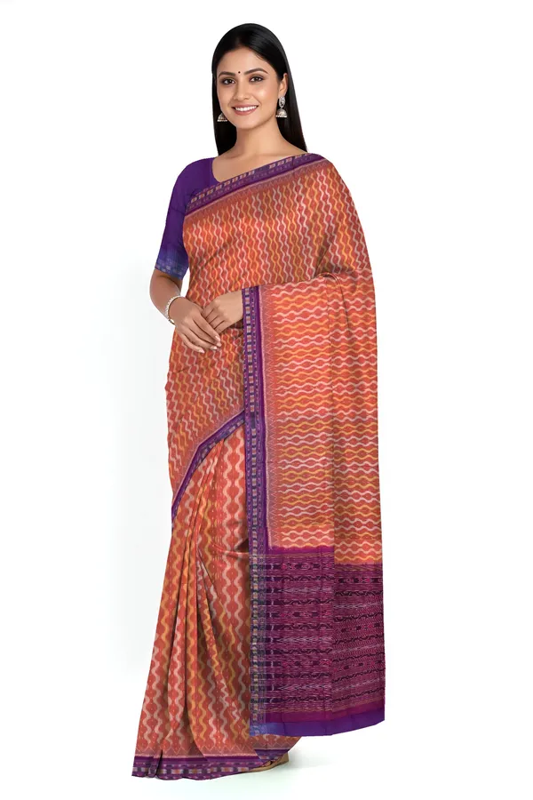 Deep_Rust_Cotton_Traditional_Body_Bandha_Handloom_Saree_For_Women