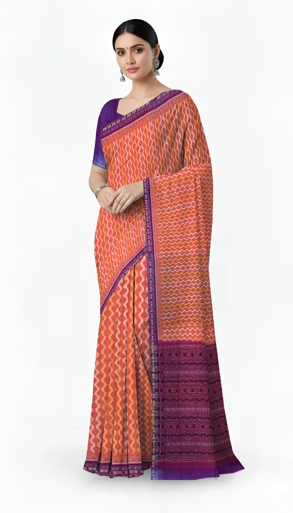 Deep_Rust_Cotton_Traditional_Body_Bandha_Handloom_Saree_For_Women