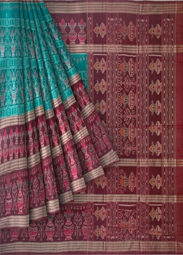 Teal_Cotton_Handloom_Body_Bandha_Saree_For_Women