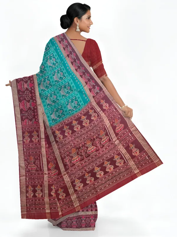 Teal_Cotton_Handloom_Body_Bandha_Saree_For_Women
