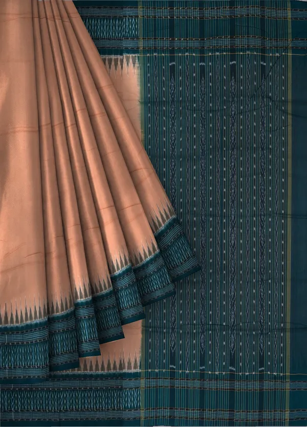 Dark_Chandan_Cotton_Handloom_Big_Border_Bandha_Saree_For_Women