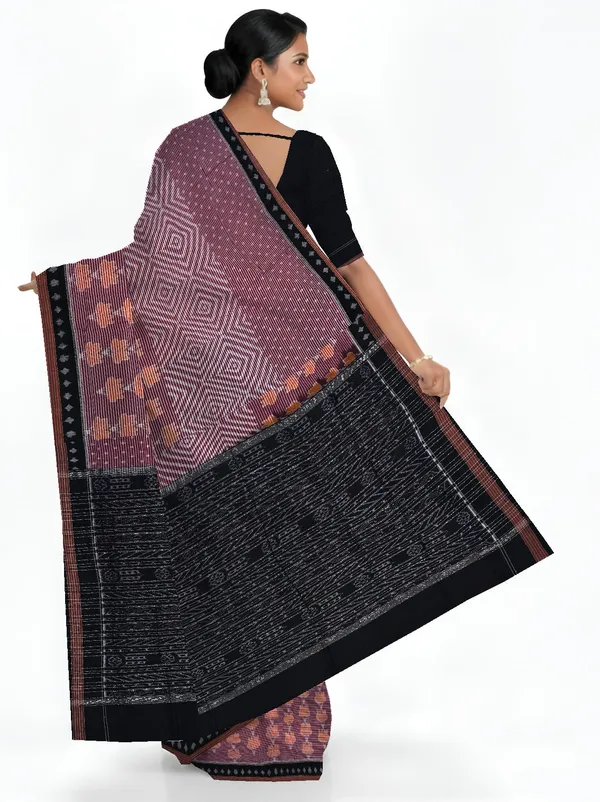 Deep_Maroon_Cotton_Body_Bandha_Gi_Tagged_Odisha_Handloom_Saree_For_Women