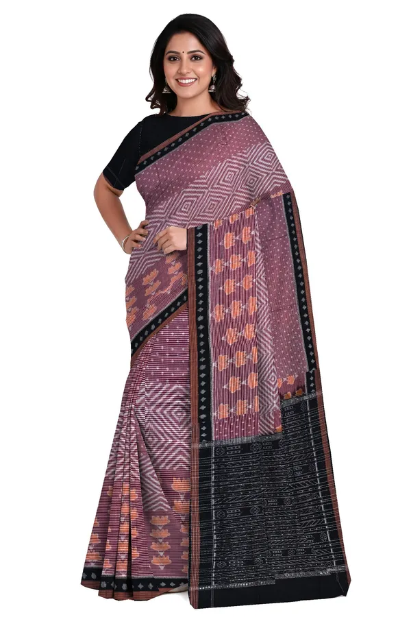 Deep_Maroon_Cotton_Body_Bandha_Gi_Tagged_Odisha_Handloom_Saree_For_Women