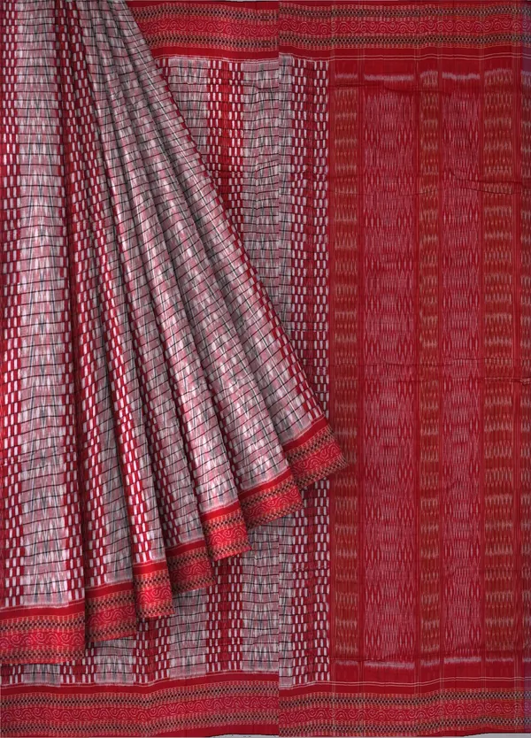 Red_And_White_Cotton_Handloom_Pasapalli_Bandha_Saree_For_Women