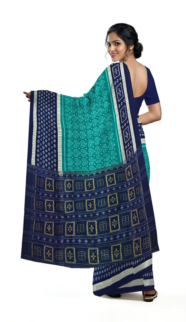 Teal_Green_Cotton_Body_Bandha_Saree_For_Women