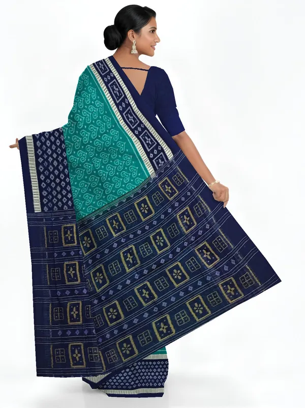 Teal_Green_Cotton_Body_Bandha_Saree_For_Women