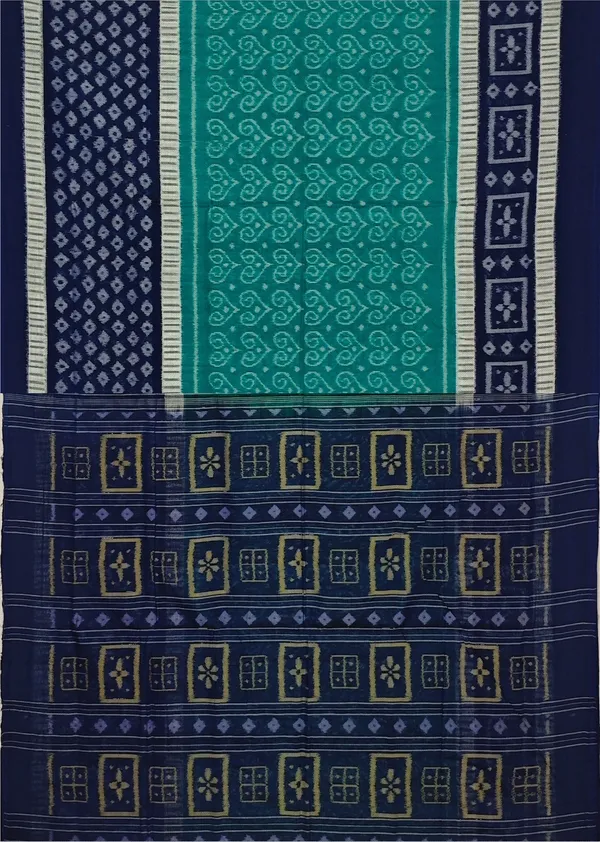 Teal_Green_Cotton_Body_Bandha_Saree_For_Women
