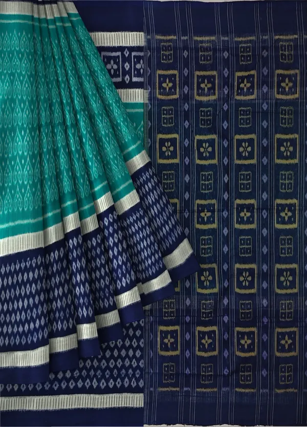 Teal_Green_Cotton_Body_Bandha_Saree_For_Women