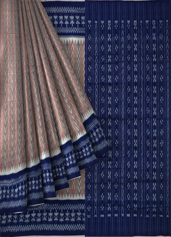 Brown_Red_Cotton_Handloom_Dhanpatri_Bandha_Saree_For_Women