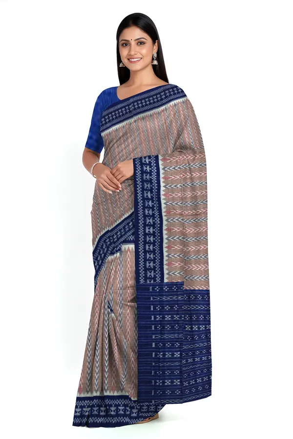 Brown_Red_Cotton_Handloom_Dhanpatri_Bandha_Saree_For_Women