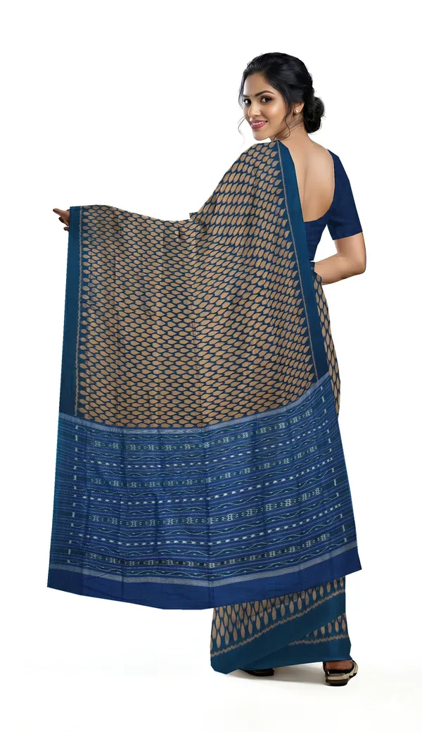 Golden_Brown_Cotton_Tikili_Bandha_Saree_For_Women