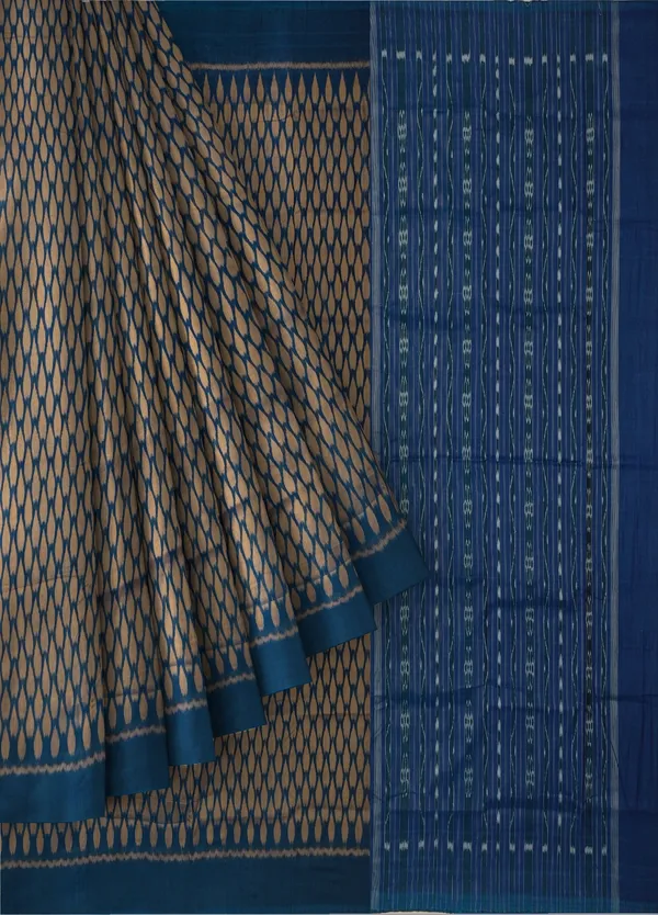 Golden_Brown_Cotton_Tikili_Bandha_Saree_For_Women