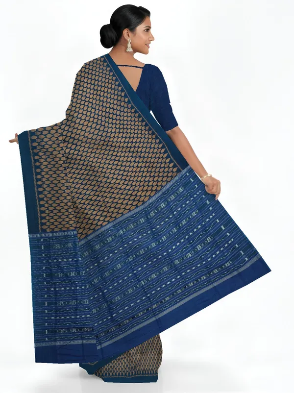 Golden_Brown_Cotton_Tikili_Bandha_Saree_For_Women