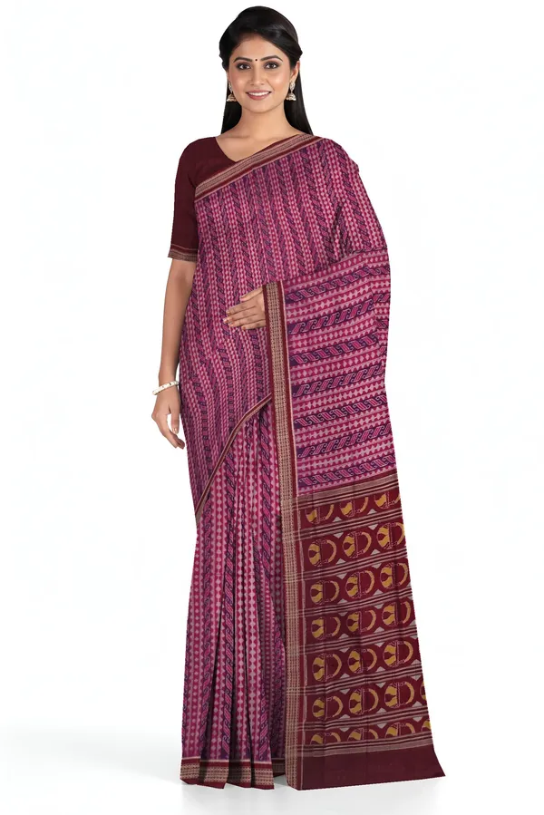 Deep_Magenta_Cotton_Body_Bandha_Saree_For_Women