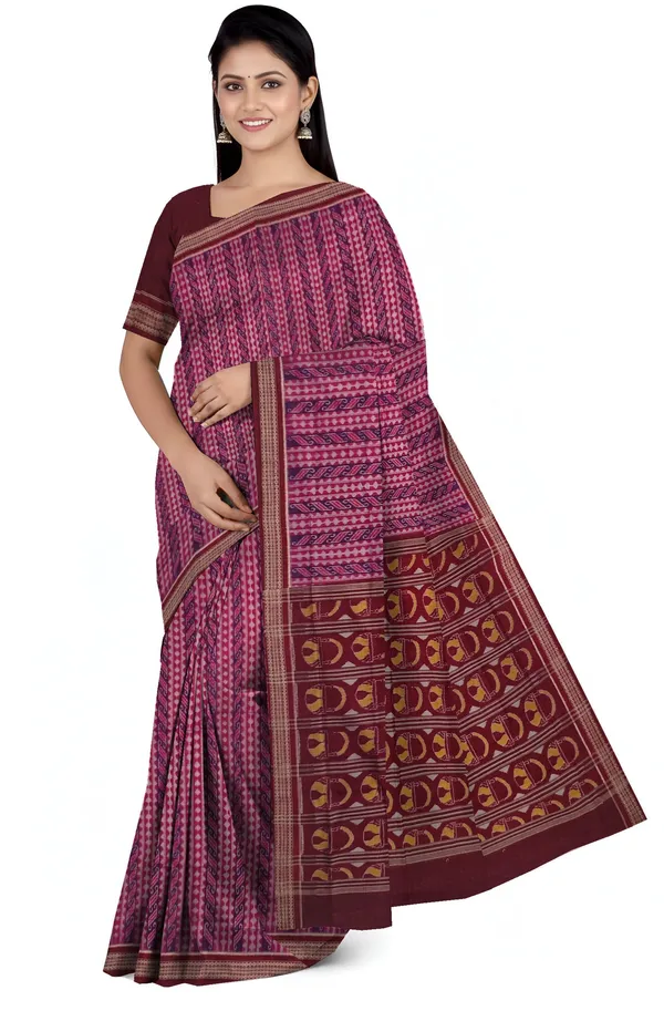Deep_Magenta_Cotton_Body_Bandha_Saree_For_Women