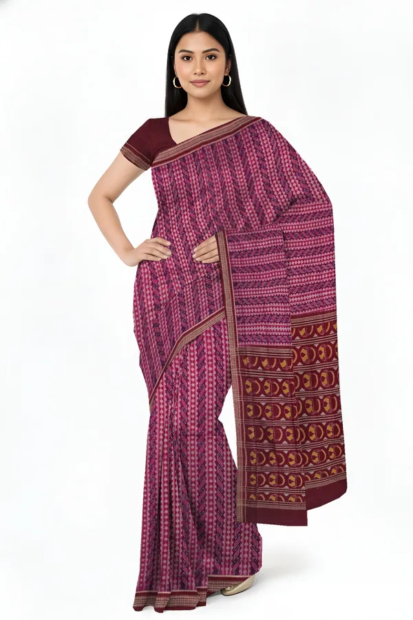 Deep_Magenta_Cotton_Body_Bandha_Saree_For_Women