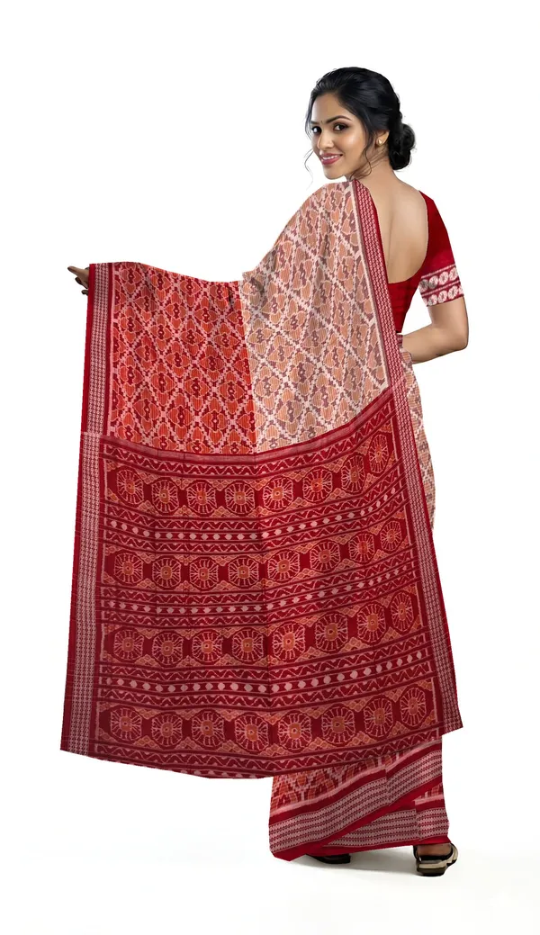 Chandan_Maroon_Cotton_Half_Half_Body_Bandha_Saree_For_Women