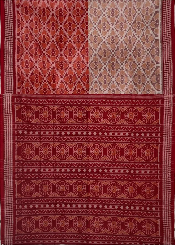Chandan_Maroon_Cotton_Half_Half_Body_Bandha_Saree_For_Women