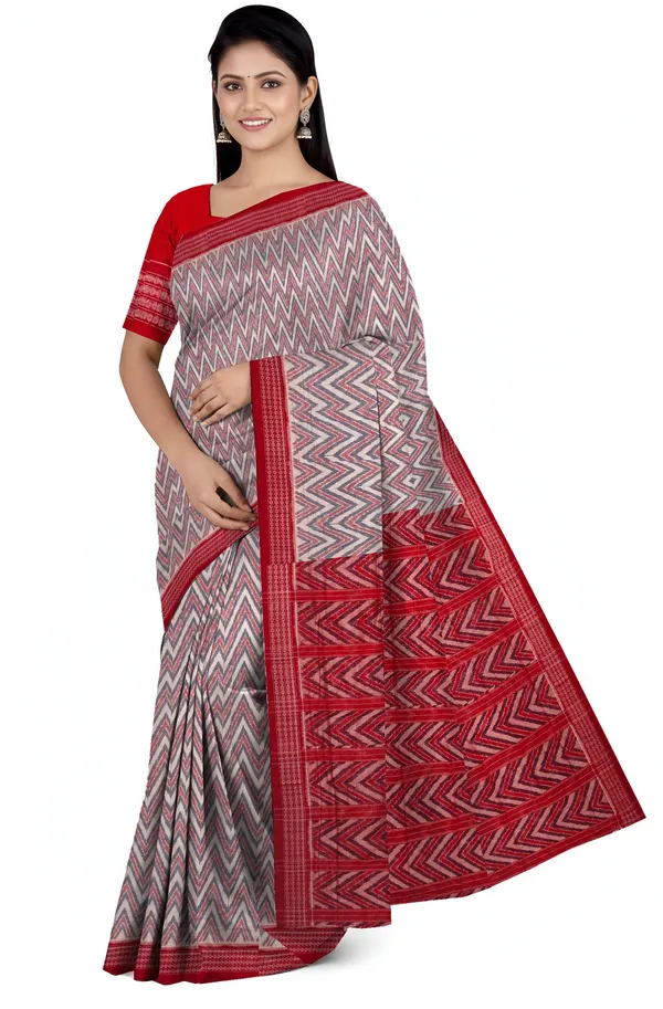 Red_White_Blue_Cotton_Body_Bandha_Saree_For_Women
